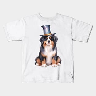 Watercolor Bernese Mountain Dog in Magic Hat Kids T-Shirt